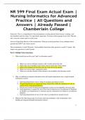NR 599 Final Exam Actual Exam | Nursing Informatics for Advanced Practice | All Questions and Answers | Already Passed | Chamberlain College
