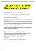 TESOL Praxis 5362 Exam Questions and Answers 