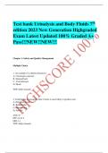 Test bank Urinalysis and Body Fluids 7th edition 2023 New Generation Highgraded Exam Latest Updated 100% Graded A+ Pass!!!NEW!!NEW!!!