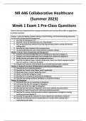 NR 446 Collaborative Healthcare  (Summer 2023)  Week 1 Exam 1 Pre-Class Questions