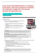 TEST BANK FOR PROFESSIONAL NURSING- CONCEPTS AND CHALLENGES IN NURSING 10TH EDITION COMPLETE TEST BANK NEWEST BY BETH BLACK