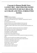 Concepts in Human Health Notes LATEST 2023 – 2024 UPDATED NOTES  ON CONCEPTS IN HUMAN HEALTH.  ACCURATE AND WELL FORMATTED  NOTES.