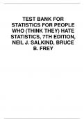 TEST BANK FOR STATISTICS FOR PEOPLE WHO (THINK THEY) HATE STATISTICS, 7TH EDITION,