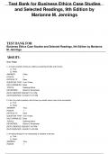 Test Bank for Business Ethics Case Studies and Selected Readings, 9th Edition by Marianne M. Jennings