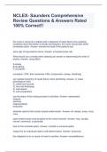NCLEX- Saunders Comprehensive Review Questions & Answers Rated 100&percnt; Correct&excl;&excl;
