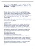 Saunders NCLEX Questions With 100&percnt; Correct Answers&period;