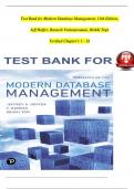 TEST BANK For Modern Database Management, 13th Edition, Jeff Hoffer, Ramesh Venkataraman, Heikki Topi  | Verified Chapter's 1 - 14 | Complete Newest Version