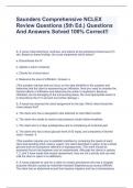 Saunders Comprehensive NCLEX Review Questions &lpar;5th Ed&period;&rpar; Questions And Answers Solved 100&percnt; Correct&excl;&excl;