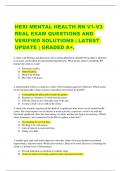 HESI MENTAL HEALTH RN V1-V3 REAL EXAM QUESTIONS AND  VERIFIED SOLUTIONS | LATEST  UPDATE | GRADED A+