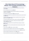 Ohio State Board Of Cosmetology Written Test Complete Questions And Answers