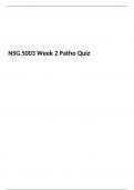 NSG5003/ NSG 5003 Week 2 Patho Quiz, NSG 5003: Advanced pathophysiology: South University (Secure High Grade)