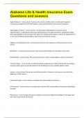 Alabama Life & Health Insurance Exam Questions and answers 