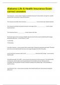 Alabama Life & Health Insurance Exam correct answers 