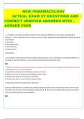 HESI PHARMACOLOGY  ACTUAL EXAM V2 QUESTIONS AND  CORRECT VERIFIED ANSWERS WITH &vert;  AGRADE PASS