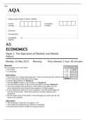 AQA AS ECONOMICS Paper 1 JUNE 2023 QUESTION PAPER and MARK SCHEME