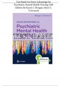 Test Bank For Davis Advantage for  Psychiatric Mental Health Nursing 10th  Edition By Karyn I. Morgan; Mary C.  Townsend