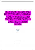 TEST BANK- ESSENTIALS OF PSYCHIATRIC MENTAL HEALTH NURSING QUESTIONS with COMPLETE SOLUTIONS CHAPTER 1-230