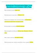 Esthetician Pennsylvania State Laws Questions and Answers 100&percnt; Pass