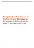 Complete Solution Manual Probability and Statistics for Engineers and Scientists &lpar;3rd Edition&rpar; Anthony Hayter