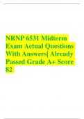 NRNP 6531 Midterm Exam Actual Questions  With Answers| Already  Passed Grade A+ Score 82