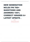 NEW GENERATION NCLEX PN 700&plus; QUESTIONS AND ANSWERS 100&percnt; CORRECT GRADED A&plus; LATEST UPDATE 