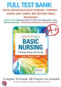Test Bank For Davis Advantage Basic Nursing: Thinking  Doing and Caring 3rd Edition By Leslie S. Treas; Karen L. Barnett; Mable H. Smith | 9781719642071 | 2022 / 2023 |Chapter 1-41 |  Complete Questions and Answers A+