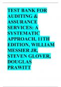 TEST BANK FOR AUDITING & ASSURANCE SERVICES: A SYSTEMATIC APPROACH, 11TH EDITION, WILLIAM MESSIER JR, STEVEN GLOVER, DOUGLAS PRAWITT