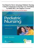 Test Bank for Davis Advantage Pediatric Nursing: Critical Components of Nursing Care 3rd Edition by Rudd 2022 | All Chapters Covered