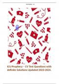 ICU Prophecy – CV Test Questions with definite Solutions Updated 2023-2024.   