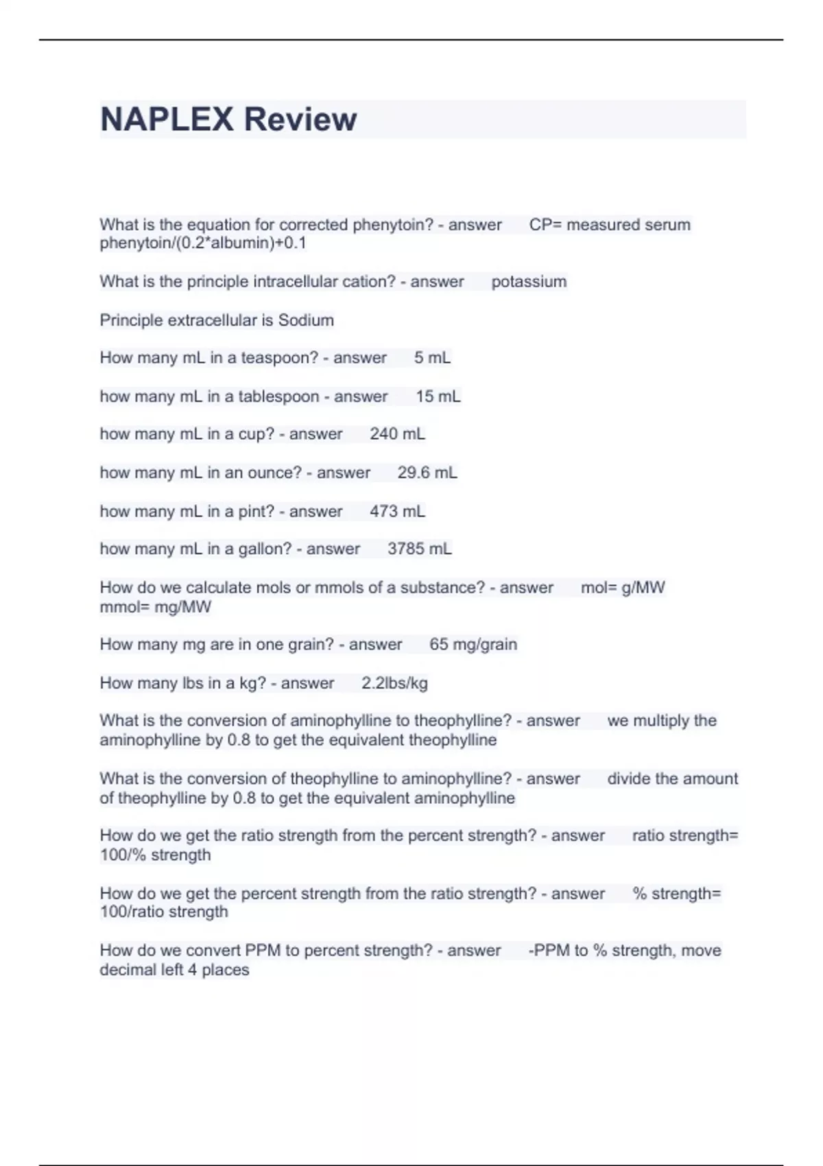 Naplex Review.pdf NAPLEX Review Questions with Accurate Answers 100% Correct 2023 ...