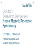 Behaviour of biomolecules: NMR Spectroscopy lecture notes