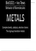 Behaviour of biomolecules Lecture notes: Metals (2)