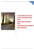 ATI RN MENTAL HEALTH STUDY NURSING GUIDE WITH QUESTIONS,ANSWERS AND RATIONALE{100%CORRECT AND VERIFIED}