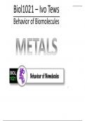 Behaviour of Biomolecules: Metals (1) Lecture notes