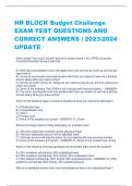 HR BLOCK Budget Challenge  EXAM TEST QUESTIONS AND  CORRECT ANSWERS &vert; 2023&sol;2024  UPDATE