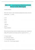 NEC 2011 Journeyman Electrical Exam Study Guide &lpar;Michigan&rpar; &vert; Questions with 100&percnt; Correct Answers &vert; Latest Update 2024 &vert; Verified