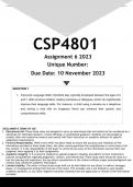 CSP4801 Assignment 6 (ANSWERS) 2023 - DISTINCTION GUARANTEED