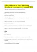 U&period;S&period;A&period; Citizenship Test &lpar;100 Civics Questions&rpar; from uscis&period;gov passed 100&percnt;