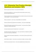 U&period;S&period; Citizenship Test Practice &lpar;Georgia&rpar; Questions and answers 100&percnt;