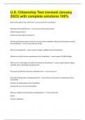 U&period;S&period; Citizenship Test &lpar;revised January 2023&rpar; with complete solutions 100&percnt;