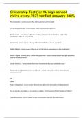Citizenship Test &lpar;for AL high school civics exam&rpar; 2023 verified answers 100&percnt;