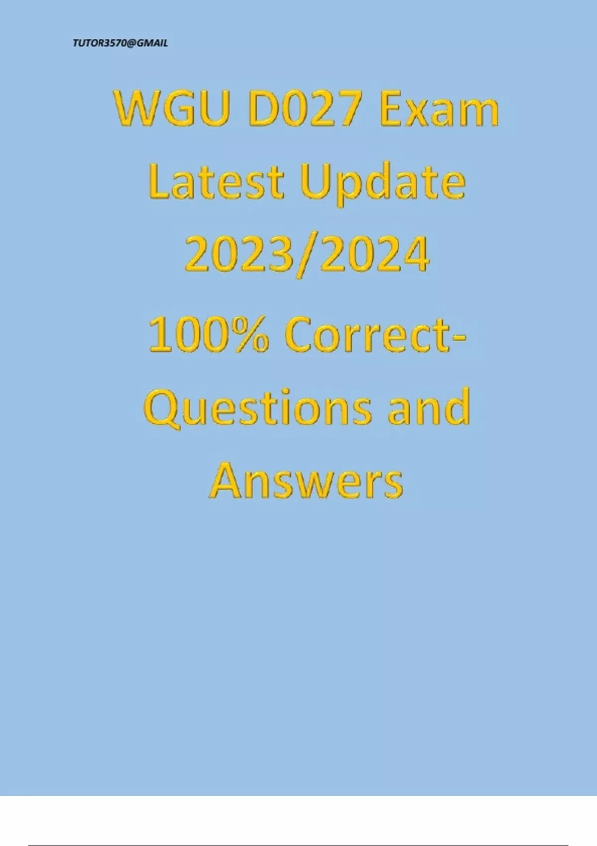 WGU D027 Exam Latest Update 2023/2024 100% Correct- Questions and ...