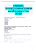 Final Exam, Dementia-Alzheimer's Disease complete study review solution