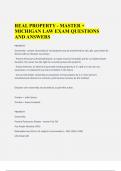 REAL PROPERTY - MASTER + MICHIGAN LAW EXAM QUESTIONS AND ANSWERS
