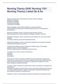 Nursing Theory &lpar;GHC Nursing 1101 Nursing Theory&rpar; Latest Qs & As
