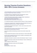 Nursing Theories Practice Questions With 100&percnt; Correct Answers&period;