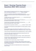 Exam 1 Nursing Theories Exam Questions With 100&percnt; Correct&excl;&excl;