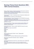 Nursing Theory Exam Questions With 100&percnt; Correct Answers&period;