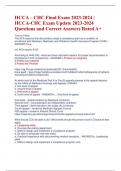 HCCA &ndash; CHC Final Exam 2023-2024 &vert;  HCCA-CHC Exam Update 2023-2024  Questions and Correct Answers Rated A&plus;