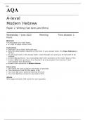 AQA A-level Modern Hebrew Paper 2	JUNE 2023 QUESTION PAPER: Writing (Set texts and films)